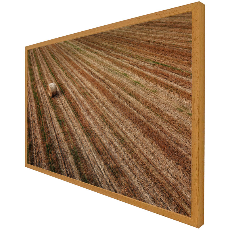 Danis Aerial View Of Hay Bale Fields - Single Picture Frame Print, 76cm H x 114cm W x 4cm D, Oak Framed