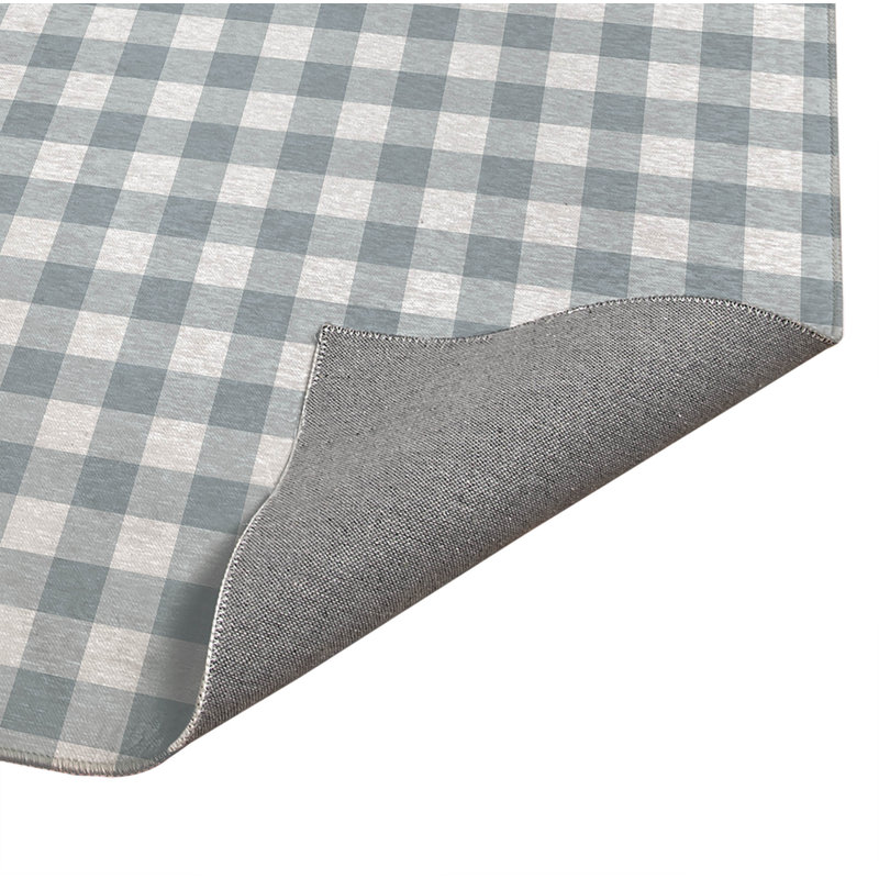 Proper Gingham Kitchen Mat, Slate Blue, Rectangle 4' x 6'