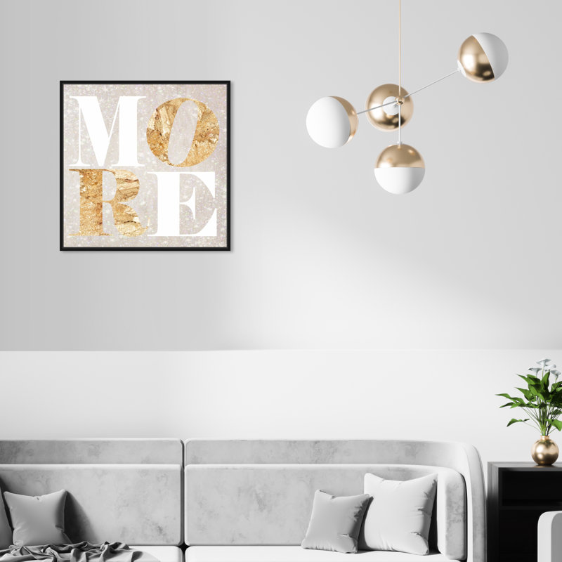 «Love More Spark» - Art textuel, Cadre en bois noir, H 21 po x l 21 po