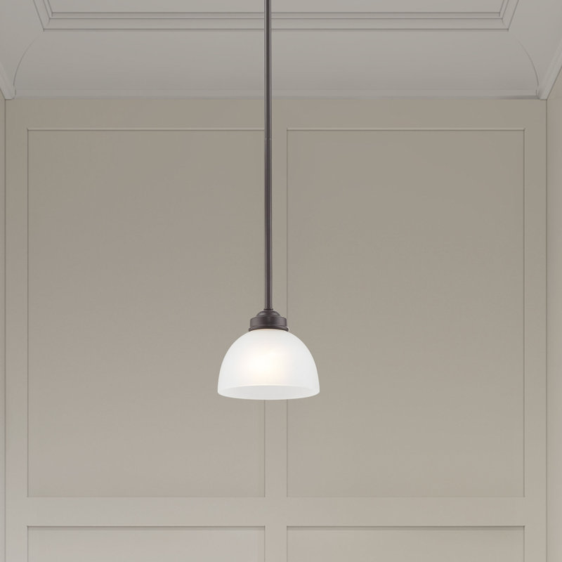 Luminaire suspendu en forme de dôme à 1 lumière Annete, H 8 po x l 6,5 po x p 6,5 po, Bronze anglais
