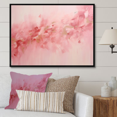 Art mural abstrait doré et rose rivière II - Fuschia