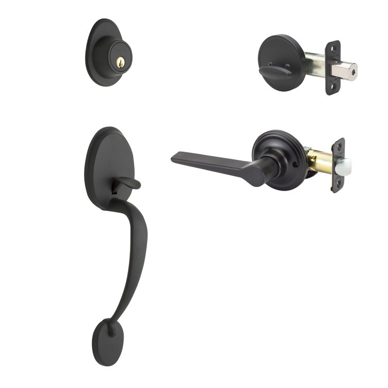 Colonial Handleset with Deadbolt and Door Lever and Rosette