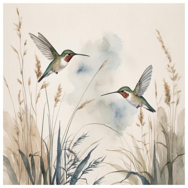 Rideaux de fenêtre Hummingbirds In Flight, Hummingbirds, 50 po x 80 po - 1 panneau, Transparent