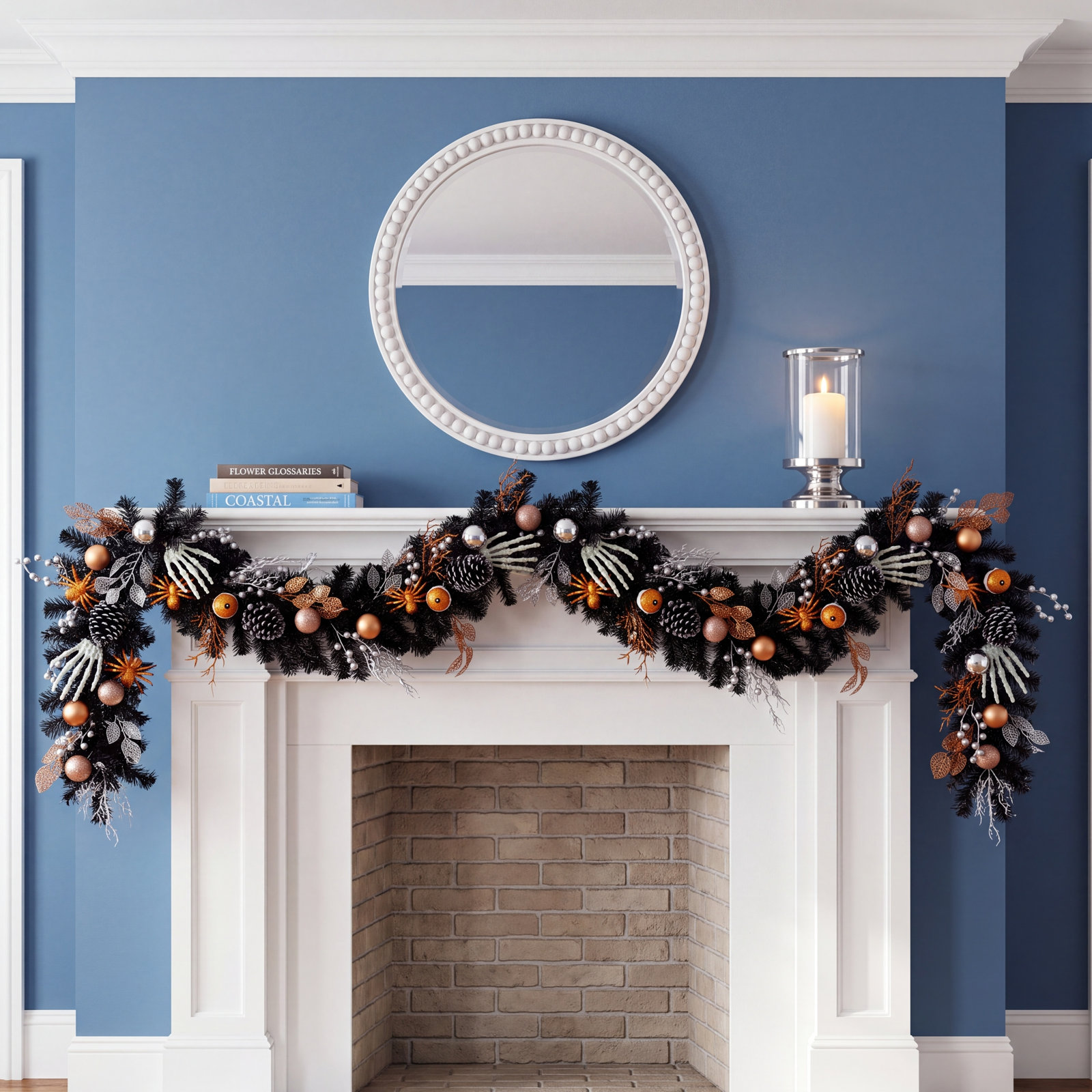 6ft. Artificial Halloween Black Garland with Hands, Spiders and Eyeballs