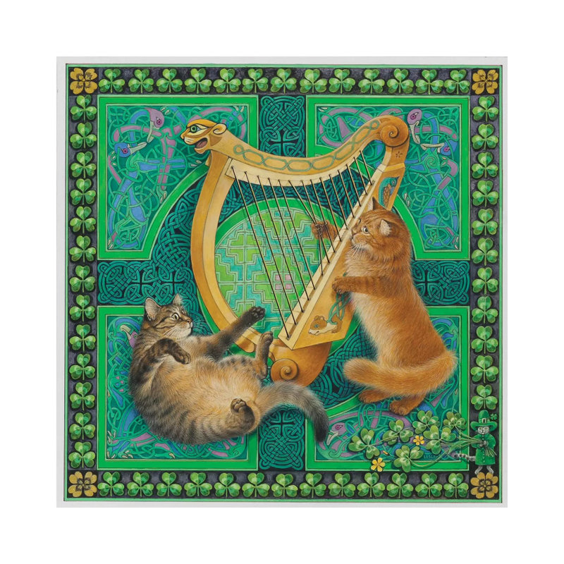 St Patrick's Day With Dandelion & Christie by Ivory Cats - Wrapped Canvas Print, 30.48 cm H x 30.48 cm W