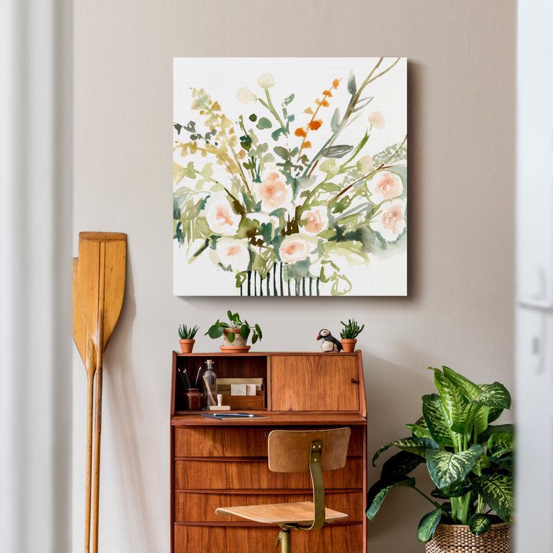 «Foragé Flowers I», reproduction d'art sur toile tendue, H 10 po x l 10 po x P 1,5 po