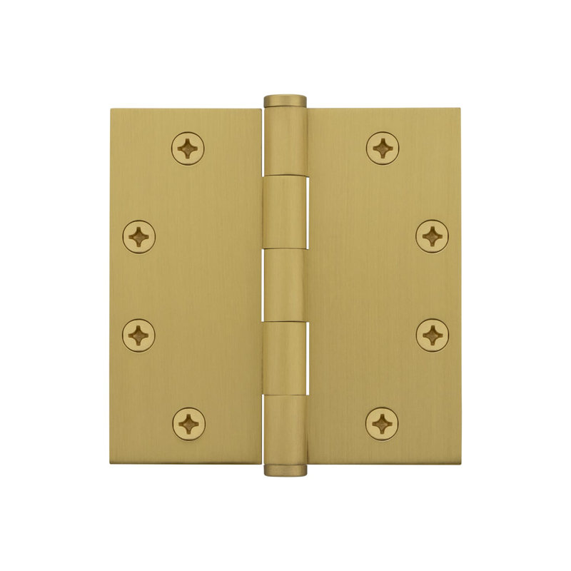 4.5'' x 4.5'' Brass Butt Bearing Hinge, Satin Brass
