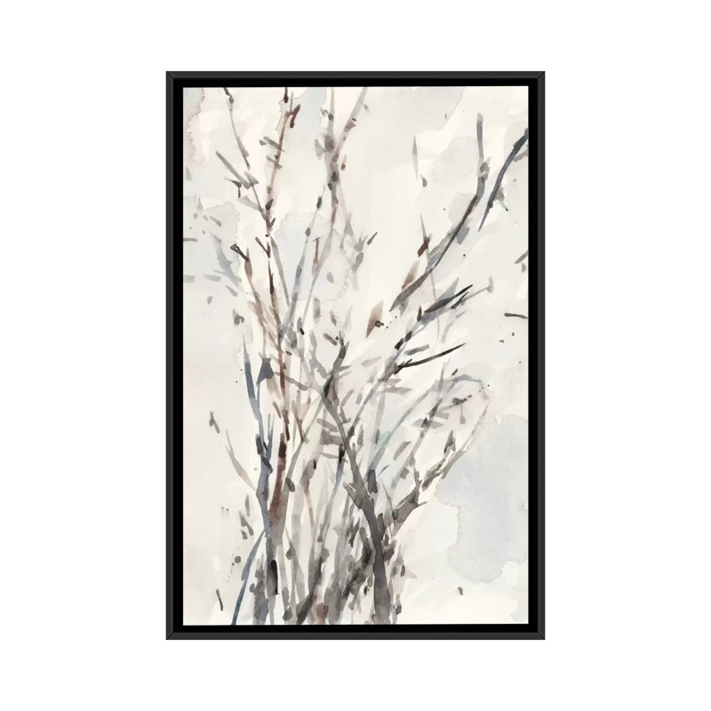 « aquarelle branches i », impression sur toile tendue, H 26 po x l 18 po x P 1,5 po, Toile avec cadre noir, Pas de tapis