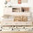 Wooden Daybed with 3 Storage Drawers, Upper Soft Board, shelf, and a set of Sockets and USB Ports-97691159-97691160