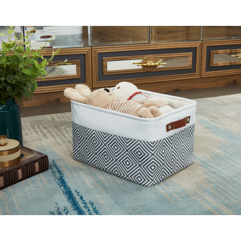 Bac de rangement pliable | Panier pliable en tissu robuste avec poignées, motifs carrés