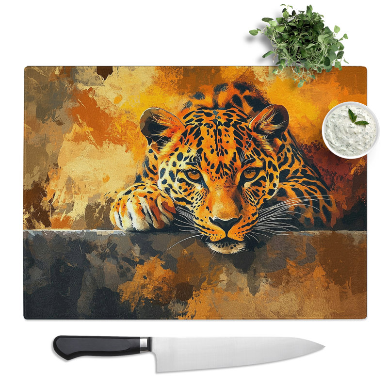 Leopard Composition  Glass Chopping Board