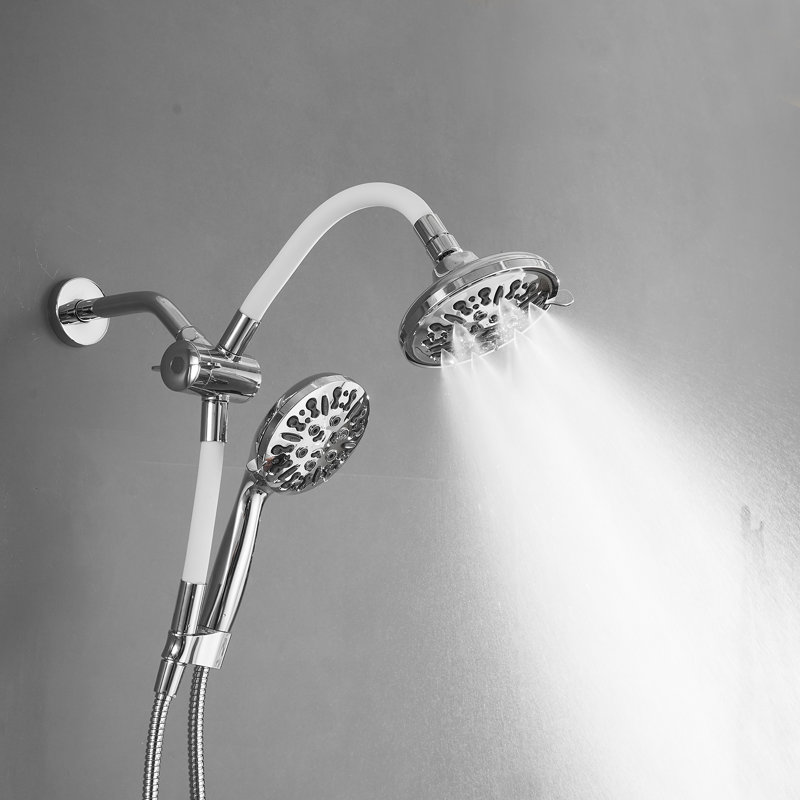 Single-Handle 8-Spray Dual Shower Faucet Set Trim Kit 1.8 GPM With Valve In, Polished Chrome