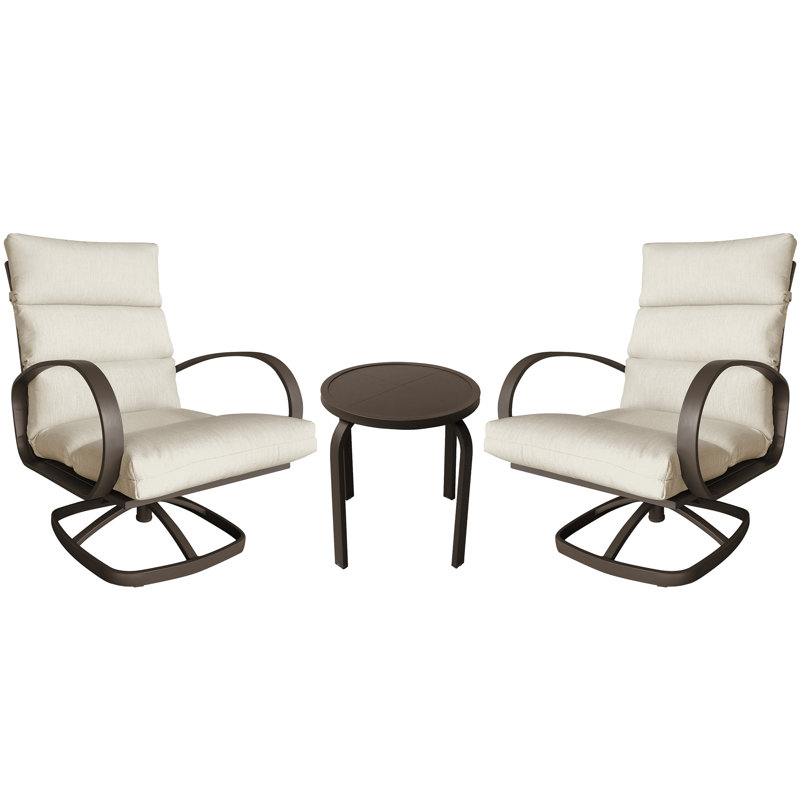 Chaise berçante pivotante avec coussins en oléfine de 5 po Seating Group, Coussin beige / structure brune
