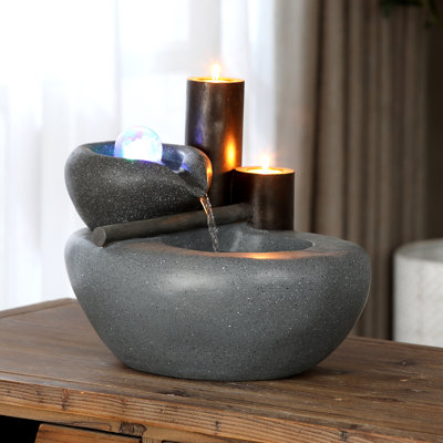 Vikki Weather Resistant Floor Fountain with Light