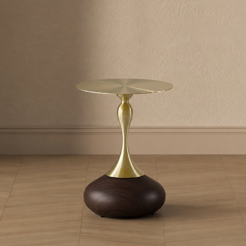 Table de bout moderne Patchin avec plateau en acier inoxydable brun et or Patchin
