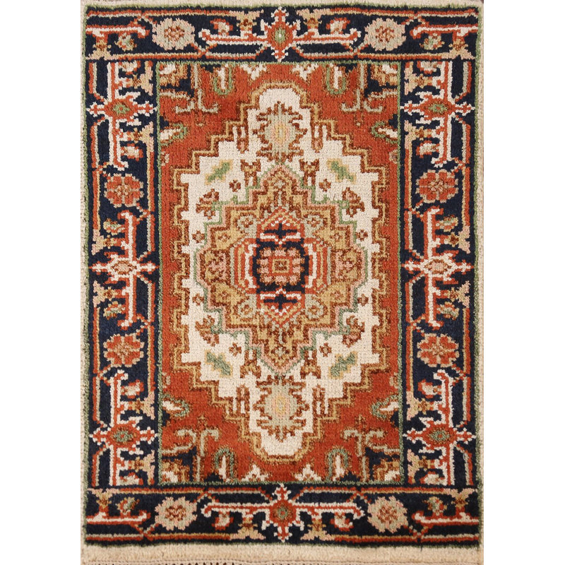 Tapis traditionnel indien ivoire en laine médaillon 2 x 3