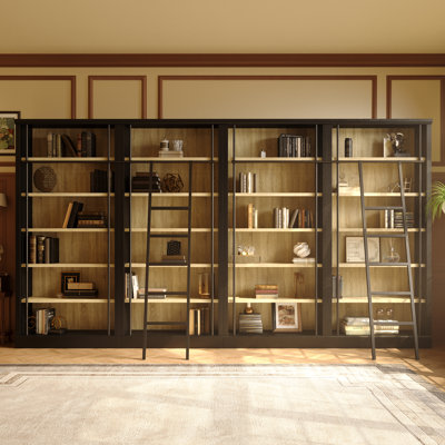 Aashish 86.6'' Tall Bookcase With Ladder