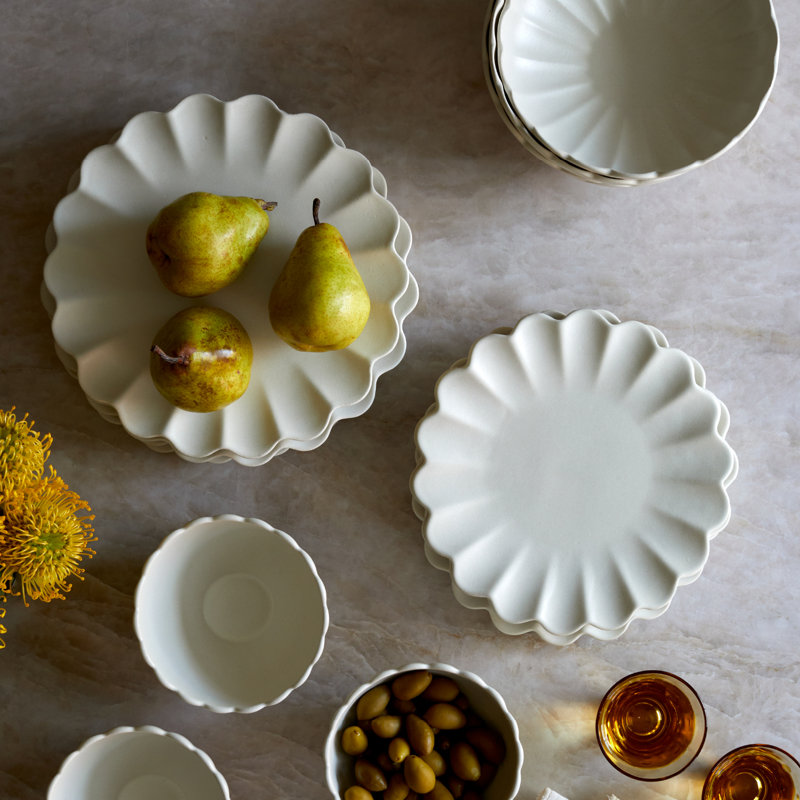 Dhalia Stoneware Pasta Bowl, White
