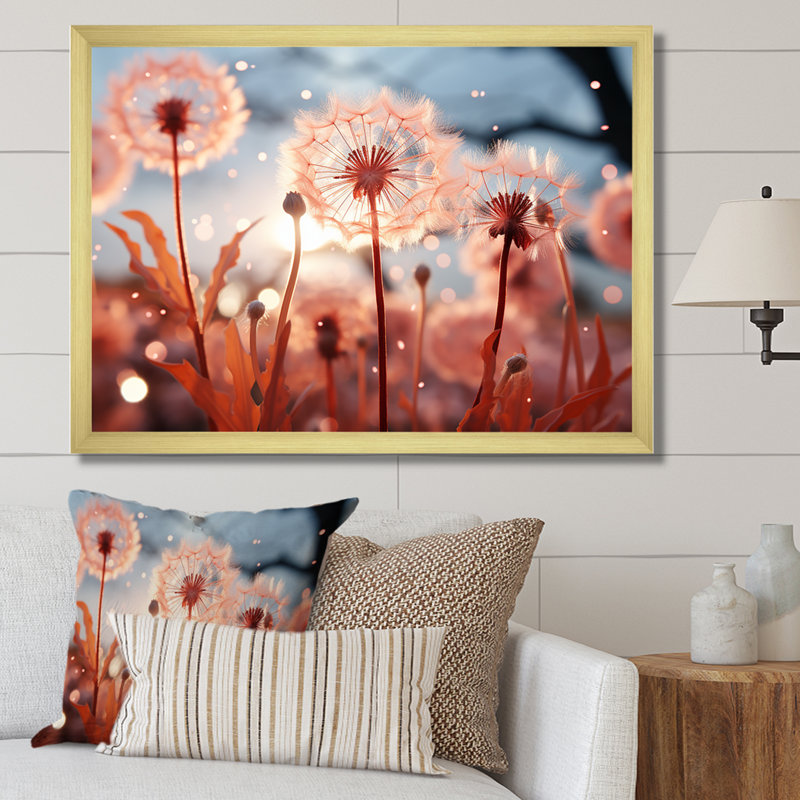 «Delicate Calm Dandelion Serenity III - Autre plante et fleurs», art mural, Cadre doré à coins fermés