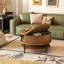 Table basse 31,5 "Farmhouse Round | Plateau rabattable et rangement caché | Idée cadeau