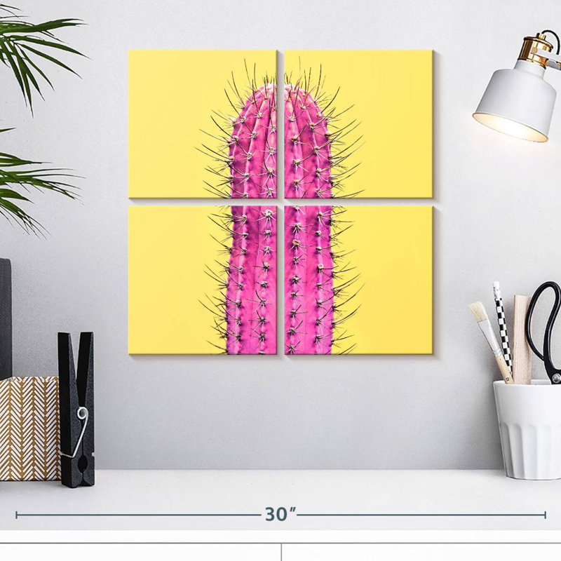 Spiny Pink Cactus, 18" H x 18" W