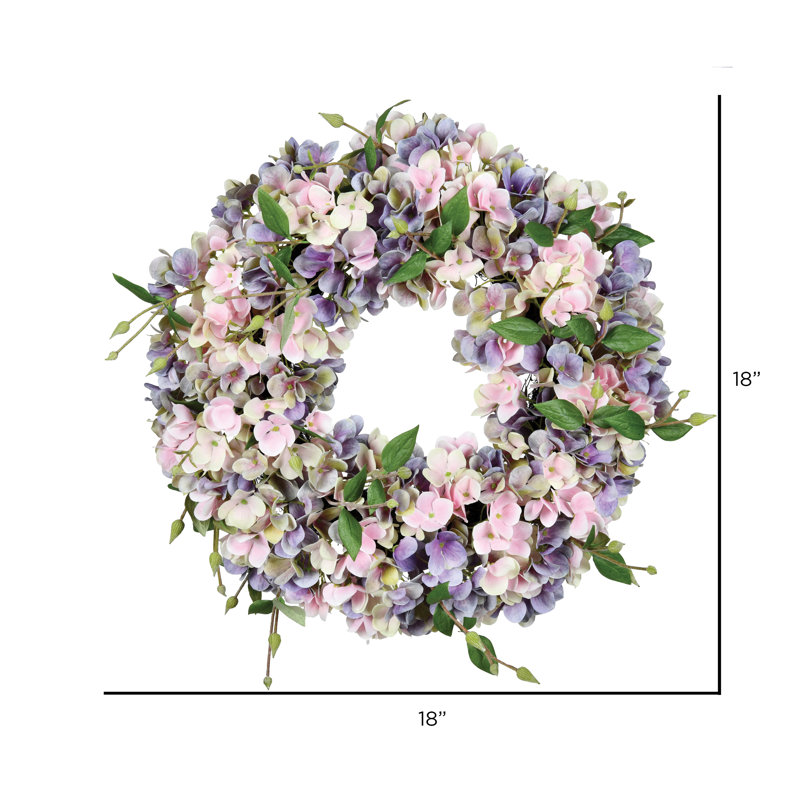 Faux Hydrangea 18'' Wreath