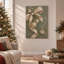 Toile de Noël crème avec rubans or et roses roses-899624851