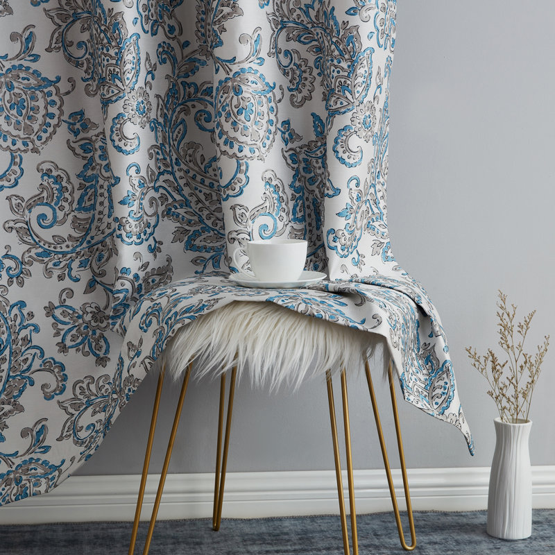 Lovelle Silk Curtain Pair, Blue, 52" W x 72" L