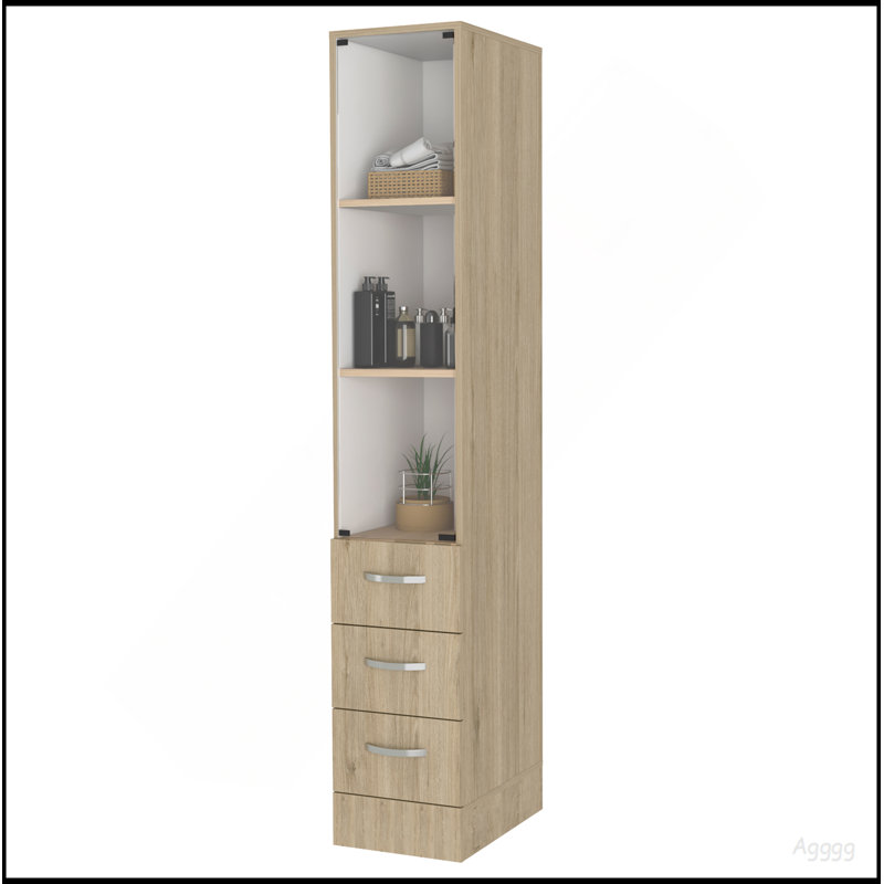 Preston Linen Cabinet, Three Shelves, Four Drawers