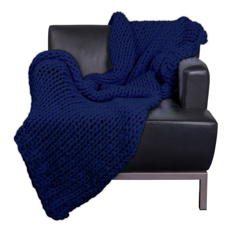 Couverture tressée douce et confortable , Bleu marine