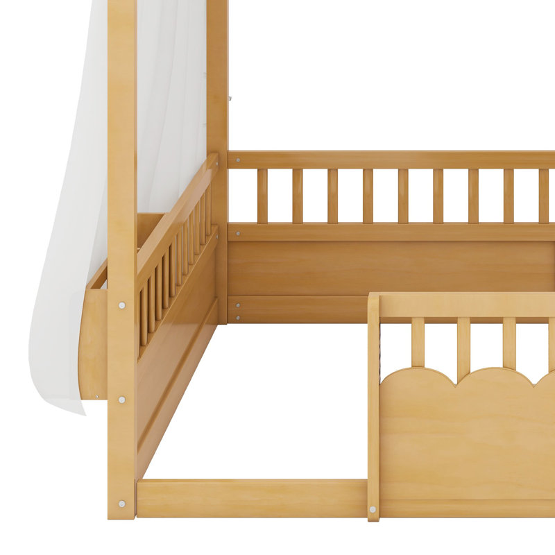 Lit Montessori avec auvent et garde-corps favorisant un sommeil sécuritaire et indépendant et un jeu créatif, Lit double