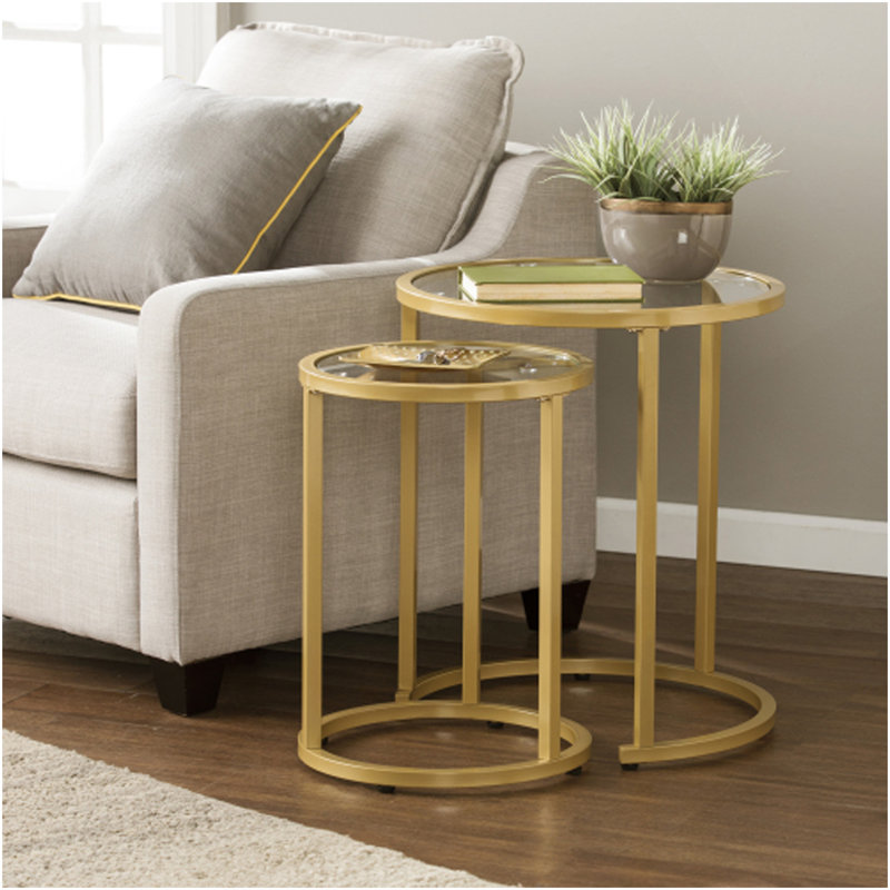 Evelyn Glam Nesting Side Table 2Pc Set – Gold