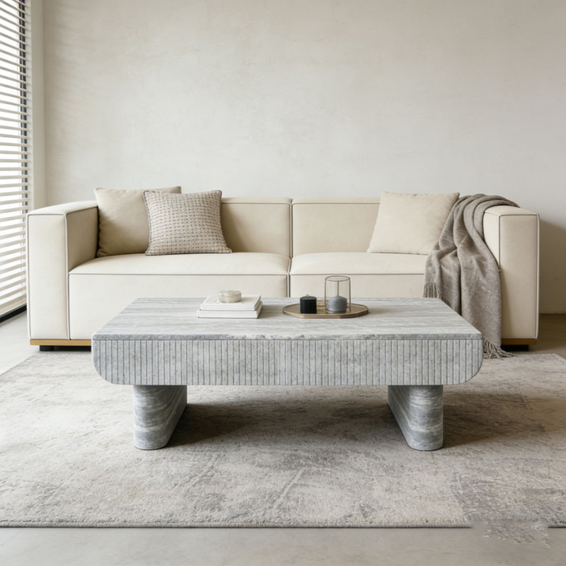 Table basse avec plateau en bois gris, Gris