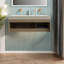 Meuble-lavabo moderne 48 po, structure en bois, gris clair avec beaucoup de rangement
