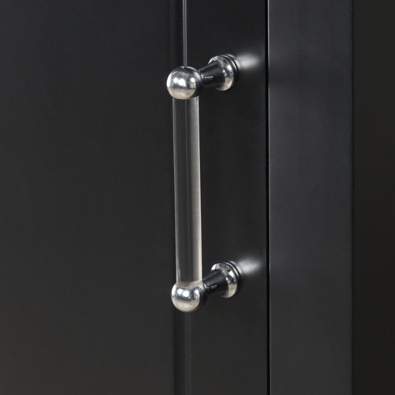 Armoire de rangement de 61,4 po de hauteur, armoire de rangement autoportante avec deux tiroirs et tablette réglable, panneau de fibres à densité moyenne avec finition peinte, noir