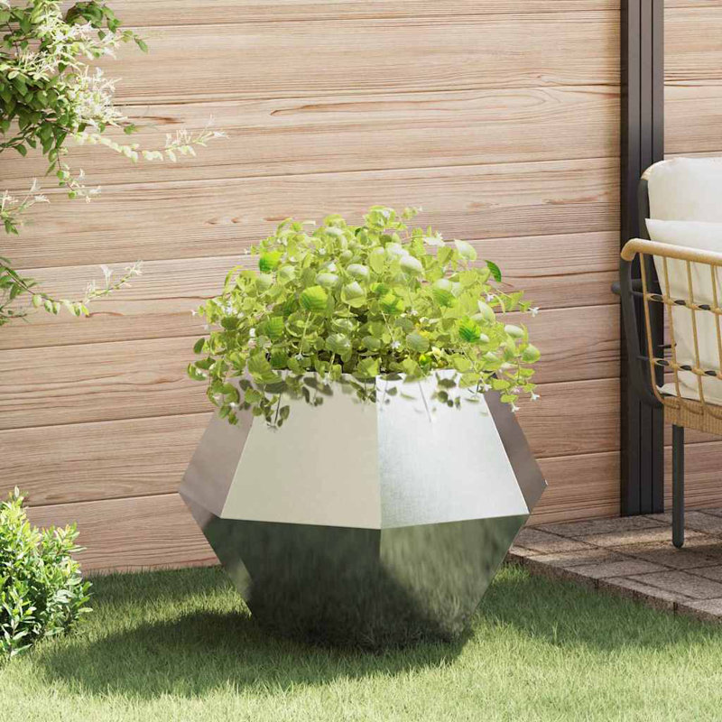  Planter Silver Stainless Steel, 60cm H x 75cm W x 75cm D