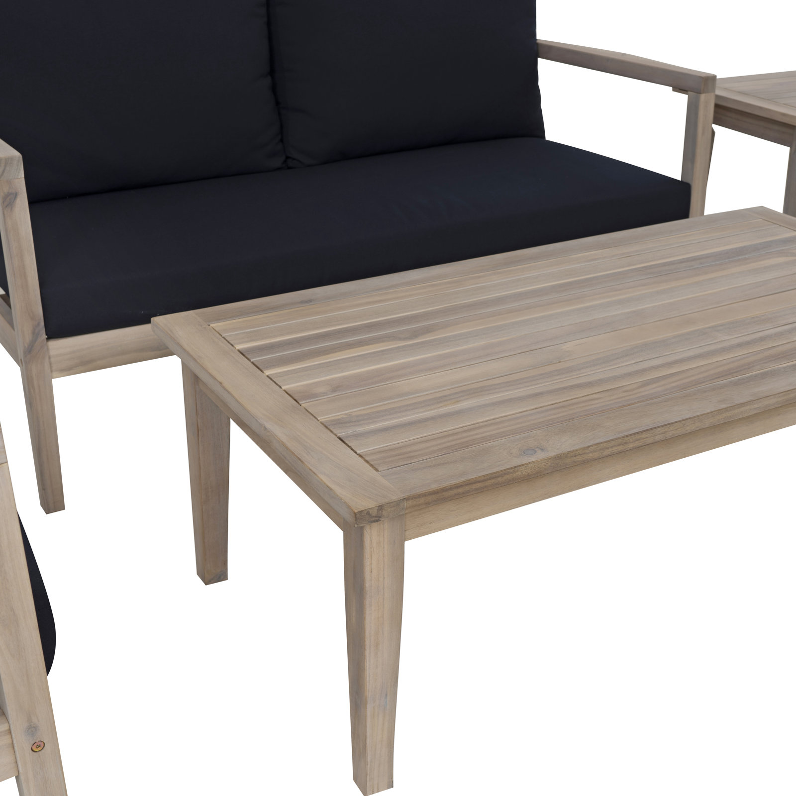 Amina 4-Person Acacia Patio Seating Group, Navy