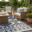 Grand tapis extérieur Elyz, motif tribal bleu et blanc, imperméable 9 x 12-123764812-123764815