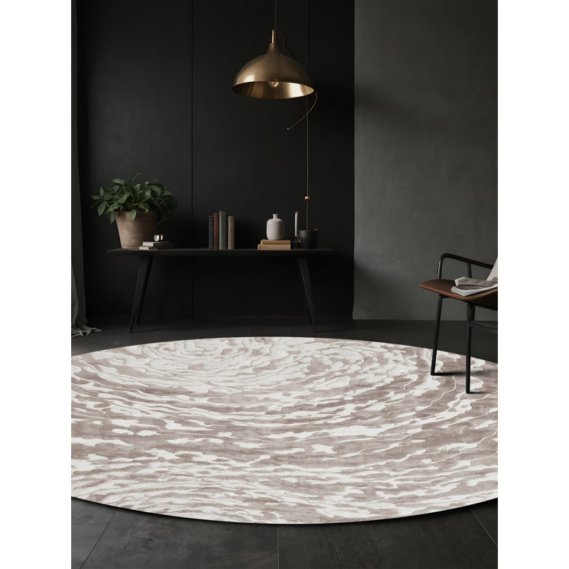 Tapis gris lavable à la machine, Rond 8 pi