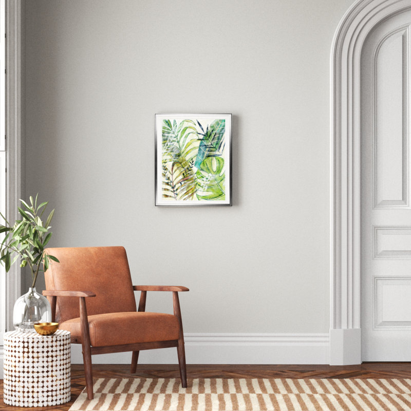 « layers palms i »-impression sur toile, H 24 po x l 20 po x P 1,5 po, Cadre argenté