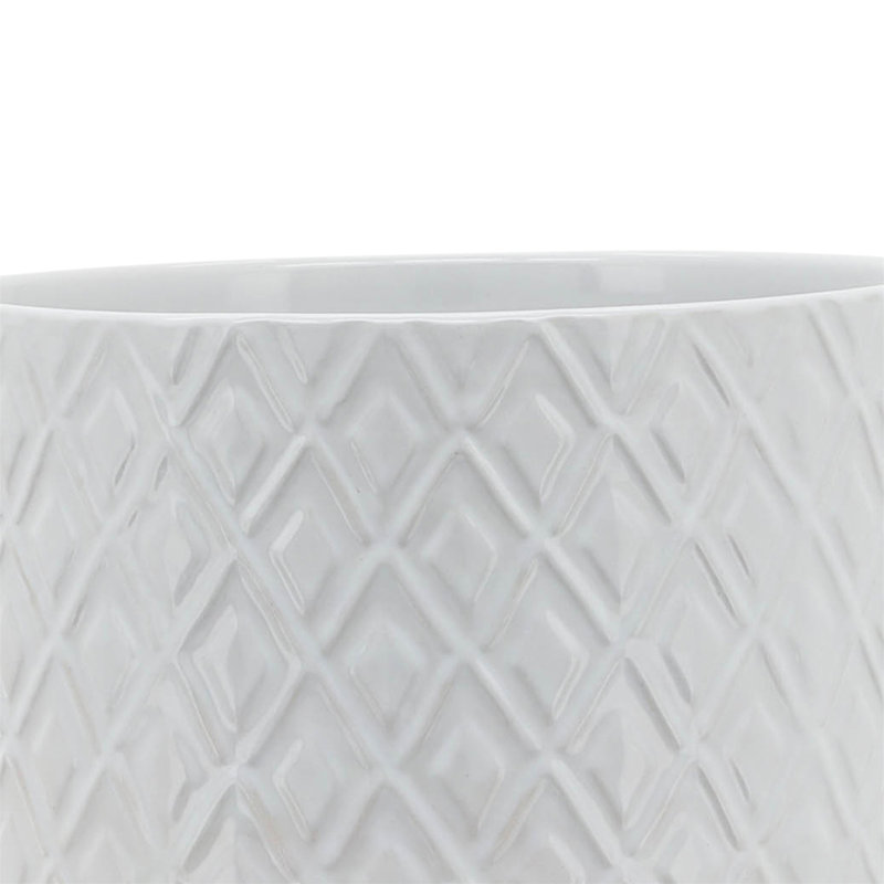 Gillett Modern Ceramic Planter with Wooden Stand - Stylish Textured Design, Contemporary Home Decor Accent, Durable Stoneware Construction, Sleek and Minimalist Look for Indoor Spaces