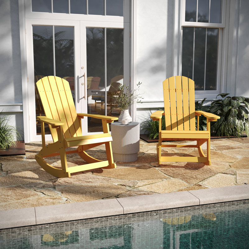 Chaise berçante en plastique, Jaune