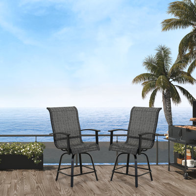 PVC-Coated Polyester 24 Swiveling Patio Bar Stool by Red Barrel Studio