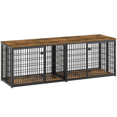 Foldable Easy Assembly Dog Crate Furniture 78.7'' Dog Kennel Indoor with Removable Divider