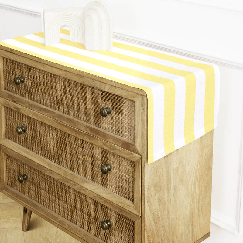 Cabana Stripe - 100% Pure Linen Table Runner, 108" x 14", Primrose Yellow/White