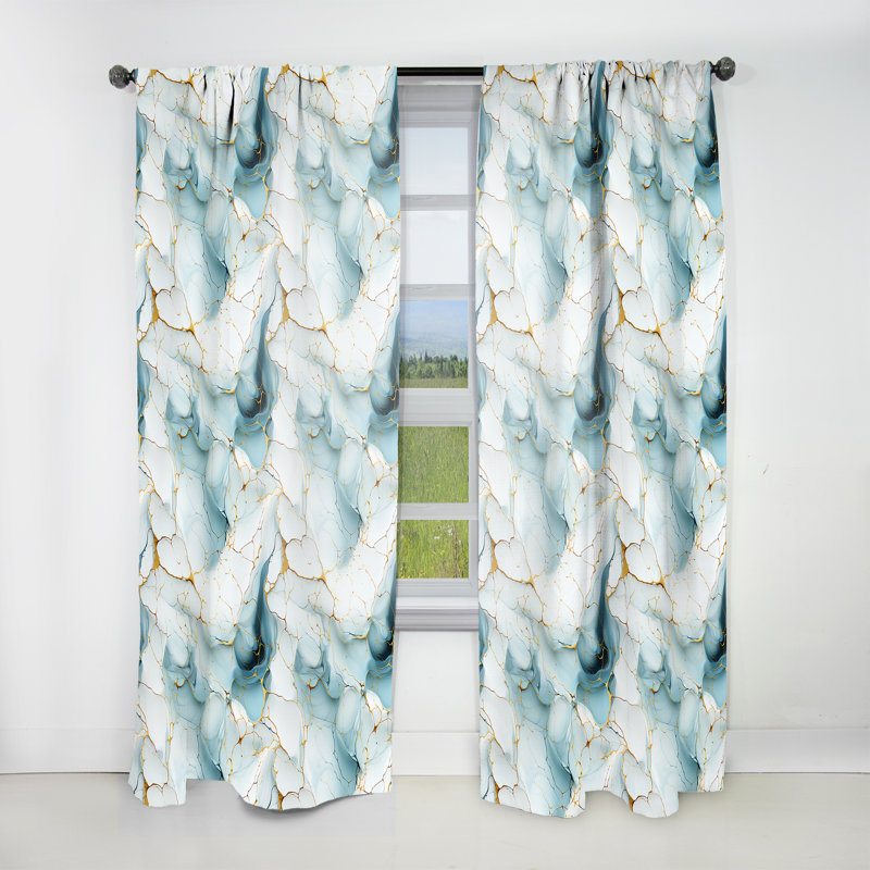Oriental Elegance Marble Pattern I - Abstract Marble Curtain - Velvet Room Darkening - 1 Panel, 52" W x 95" L