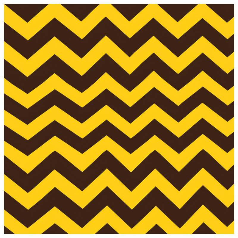 Tapis de bain brun, jaune et zigzag, 34in W x 21in L