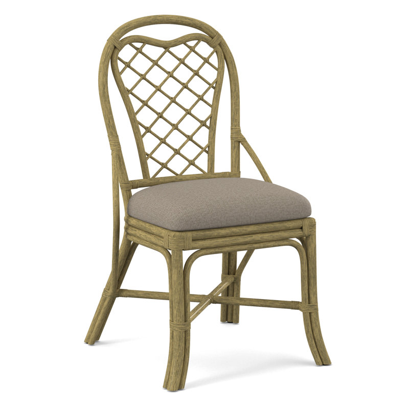 Trellis Back Side Dining Chair, Beige Performance Fabric; 0851-73, Brass