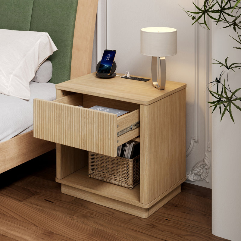 Table de chevet avec prise et port USB, 1