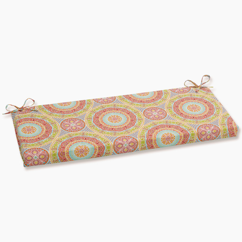 Sharwari Outdoor 3'' Bench Seat Cushion, Pink/Orange